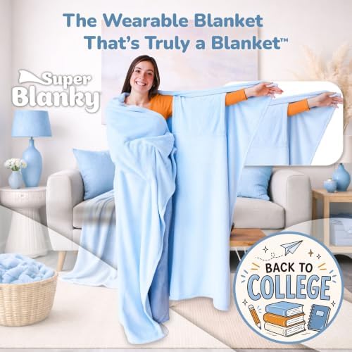 Super Blanky Wearable Blankets for Women & Men, Dorm Room Essentials, Gift for Her, Gifts for Women, Wife Birthday Gift Ideas