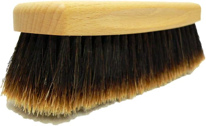 Long-Bristle Horsehair Shoe Shine Brush – Premium Buffing Brush for Leather Shoes & Boots – Hard Wood Handle with Sloted Bristles – Made in Germany