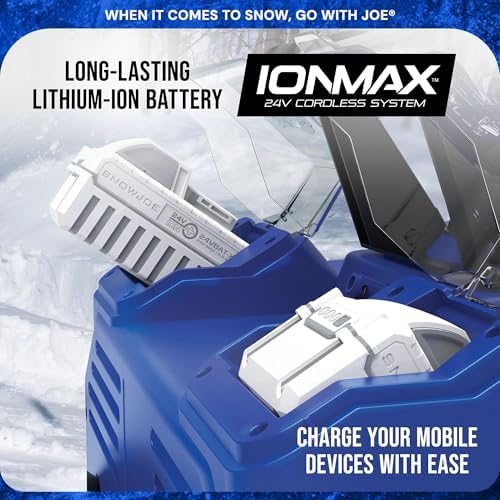 Snow Joe Cordless Snow Blower, 2X Batteries, Dual-Port Charger, 24V-X2-SB22