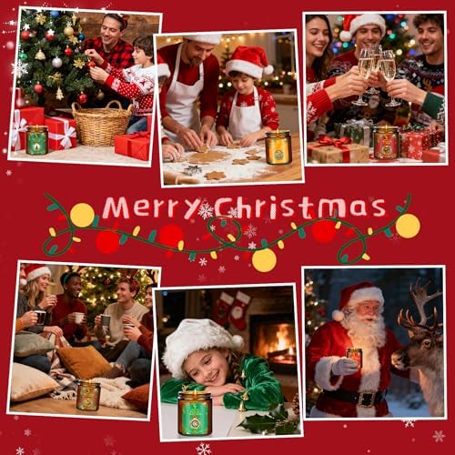 Christmas Candles Set, Scented Candles for Home, 6 Pack Natural Soy Candles, Holiday Gifts for Women Men, Winter Fragrance of Cedar/Cookies/Cider/Cinnamon/Wreath/Christmas Eve