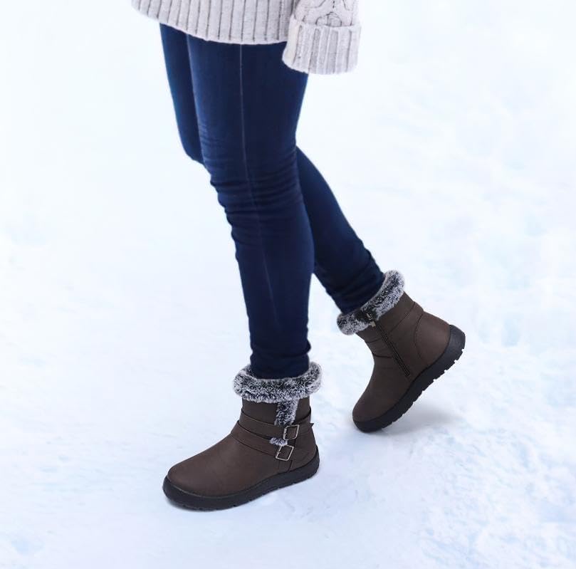 TEMOFON Women Snow Boots Waterproof: Fur Lined Warm Winter Ankle Booties