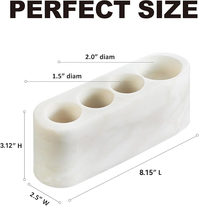 BCS Toothbrush Holder for Bathrooms, 4 Slots Marble Toothbrush and Toothpaste Holder Stand Bathroom Organizer Countertop for Electric Toothbrush, Floss, Razor, Comb - Karibib Ice