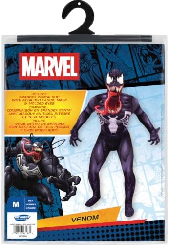 MARVEL Venom Adult Zentai Halloween Costume - Spandex, Invisible Zippers, Wrist Openings