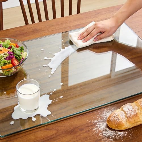 Tempered Glass Desk Pad to Protect Desk,Clear Office Desk Pad for Keyboard and Computer Monitor,Glass Desk Mat for Desktop Dry Erase,18 x 24 inch