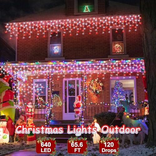 Red and White Christmas Lights Outdoor Icicle Lights for Outside 66ft