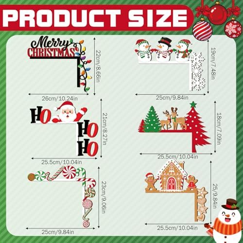 Qunclay 6 Pcs Christmas Door Corner Frame Decoration Christmas Door Topper