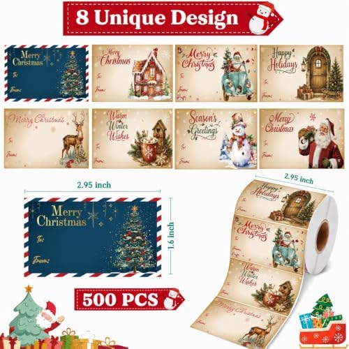 Christmas Gift Tags - 500 PCS Gift Tags Stickers for Christmas Presents