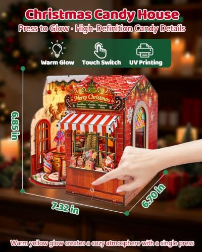 OZJAY Christmas Miniature House Kit for Adults, Mini House Kit with LED