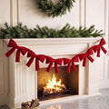 Christmas Decorations - 6 Ft Red Velvet Bow Garland