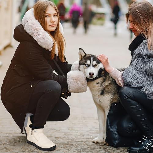 Alicegana Snow Boots for Women Winter: Warm Fur Lined Ankle Booties Comfortable Waterproof Slip On Lightweight Womens Boots