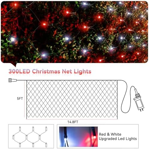 LitHome 14.8FT x 5FT Christmas Net Lights Outdoor Waterproof Connectable