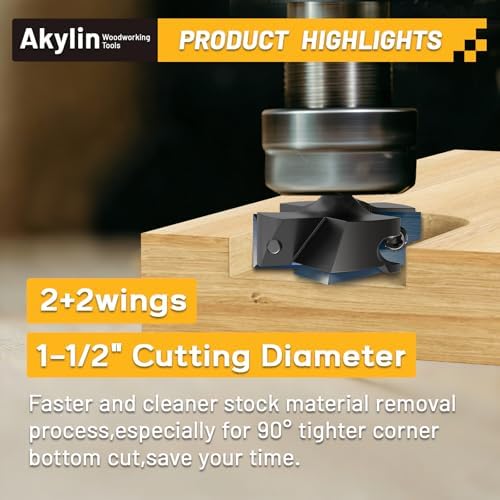 Slab Flattening Router Bit 1/4" Shank,1-1/2" Dia. 2+2 Wing,DLC Coat