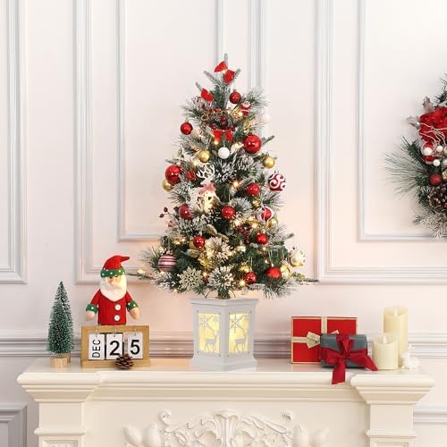 GAOMON 2Set 3FT Prelit Christmas Tree, Artificial Tree with Lighting Base