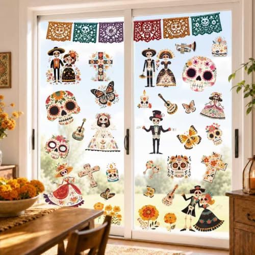 Dia De Los Muertos Decorations Window Clings Day of The Dead Stickers Decor
