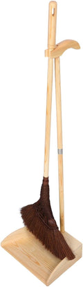 VALICLUD 1set Broom and Dustpan Set - Wooden Long Handle Broomstick Dust Pan Sweeping Tools for House Garage Office Lobby Kitchen Floor
