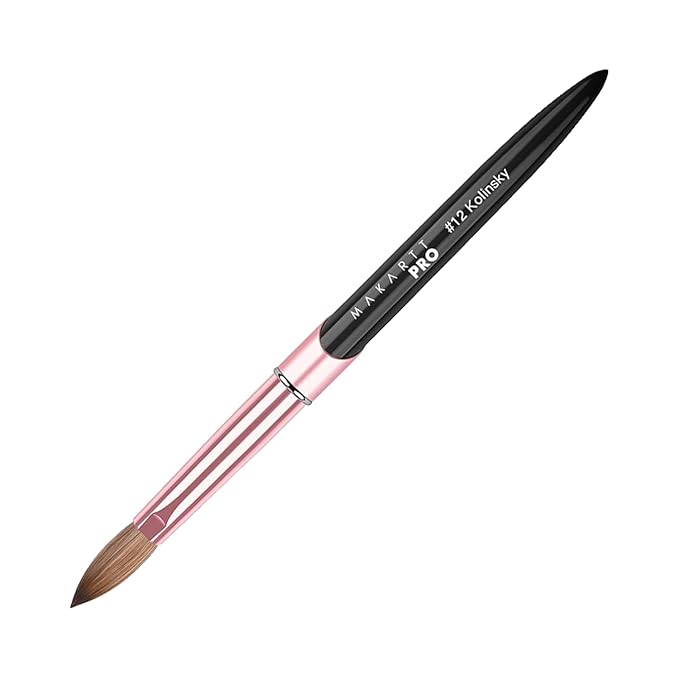 MakarttPro Kolinsky Acrylic Nail Brush Size 12 – 100% Pure Kolinsky Hair for Acrylic Application, Bigger Bead Control, Anti-Clogging, Acetone Resistant Handle