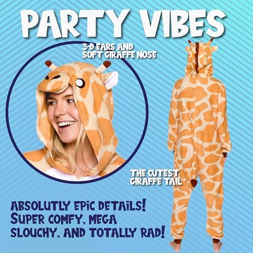 Funziez! Slim Fit Adult Onesie - Animal Costume - Plush Unisex Halloween One Piece Cosplay Suit for Women and Men