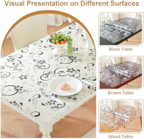 LovePads Floral Table Cover Protector 24 x 48 Inch, 1.5mm Thick Plastic Mat