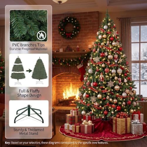 GAOMON 6ft Prelit Wide Fraser Fir Artificial Christmas Tree with RGBW Light