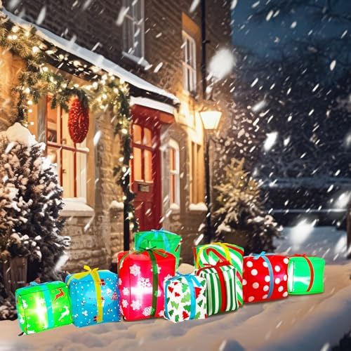 Sosation 9FT Christmas Inflatable Gift Boxes with LED Lights Outdoor Decor