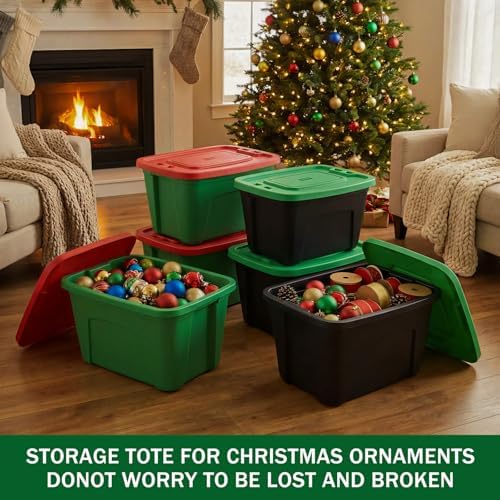 SIMPLYKLEEN Storage Bins with Lids - Made in USA 18-Gallon (72-Quart) 4-Pack Stackable and Nestable Storage Boxes Plastic Large Storage Container Heavy-Duty Organizing Totes for Bathroom, and Office
