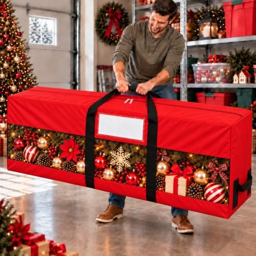 2 Pack Christmas Tree Storage Bags with Mesh Pocket and Clear Window