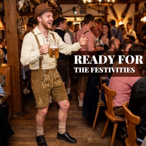 Lederhosen Men Oktoberfest Outfits Men with Shirt Socks Hat