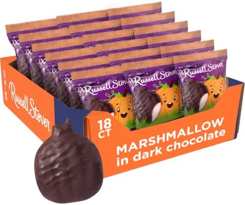 RUSSELL STOVER Halloween Dark Chocolate Marshmallow Pumpkin, 1.3 oz. (Pack of 18) - Bulk Halloween Candy
