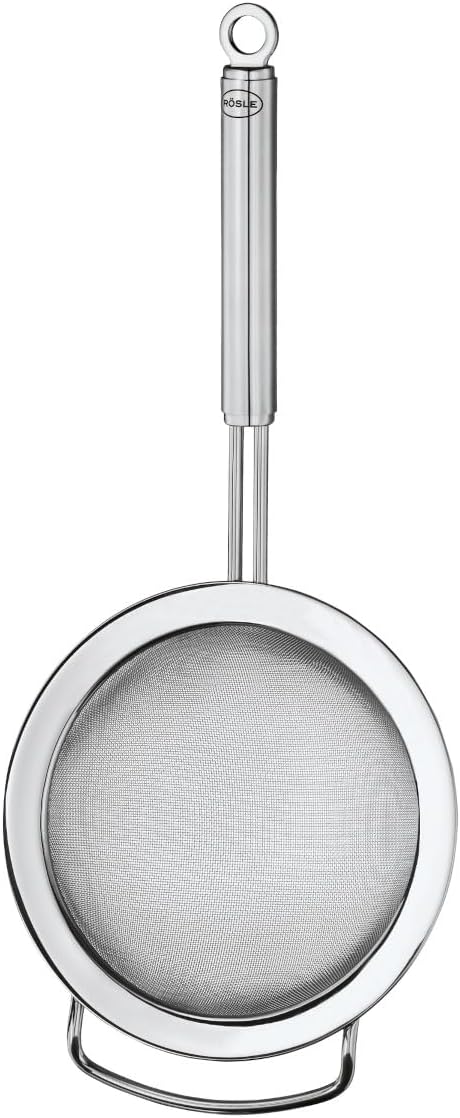 Rösle Stainless Steel Round Handle Kitchen Strainer, Fine Mesh, 9.5-inch