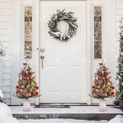 GarveeHome 3ft Christmas Trees-Xmas Tree with 78 Warm Lights & Red Berry
