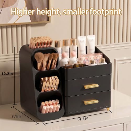 Large Capacity Makeup Organizer Countertop with Makeup Brush Holder for Vanity, Thickened Material, Bathroom Countertop Organizer Skin Care Perfumes Storage, Teen Girl Gifts for 12-23 Year