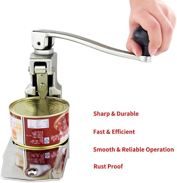 Heavy-Duty Commercial Can Opener – Industrial-Grade Manual Tabletop for 11000, Stainless Steel Blade for Cans Up to 11” Tall, for Kitchen, Restaurant, Ergonomic Handle, Easy to Clean