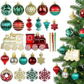 82PCS Christmas Ornaments Set Red Green and Golden Christmas Tree Decorations PVC Holiday Ornaments for Xmas Tree Festive Party Decor Supplies