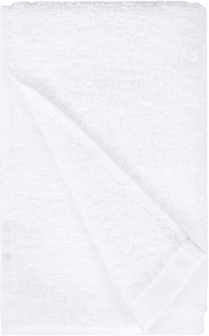 Amazon Basics Soft and Thick Cotton Hand Towels for Gym, Quick Drying, 16 x 26 in, White, 24-Pack