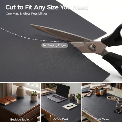 1.6mm Thick Leather 18x84 Inch Non-Slip Mat, Waterproof Countertop Protector, Extra Long Kitchen Counter/Dining Table Protector, Obsidian Black