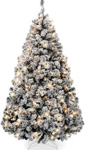 Best Choice Products Pre-Lit Black Christmas Tree, 9ft Artificial Flocked Full Fir Tree, Holiday Decoration w/ 900 Lights, 2,094 Branch Tips
