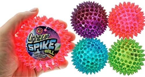 JA-RU Light Up Ball (4 Balls) Rubber Spiky Balls for Kids. Stress 699-4s