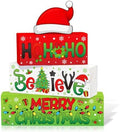Moucuny 3 Pcs Christmas Wooden Stacking Blocks Farmhouse Table Decor