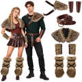 6 Pcs Halloween Couple Viking Costume Set Renaissance Faire Accessories