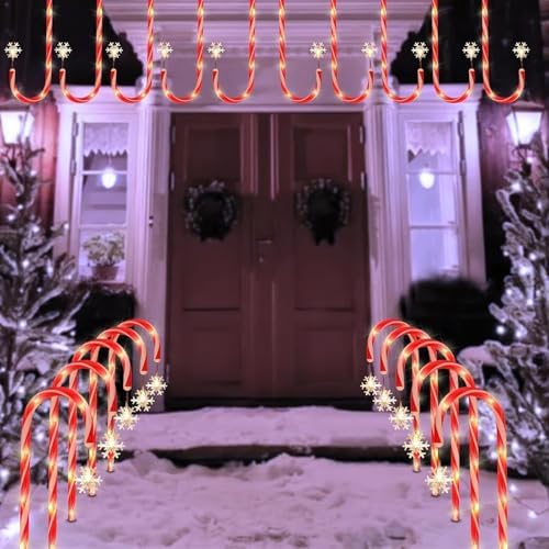 20 Pack Solar Candy Cane Pathway Lights, Warm White Christmas Yard Decor