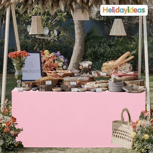 HolidayIdeas 4-Pack 6ft Pink Rectangle Craft Shows Fitted Tablecloth
