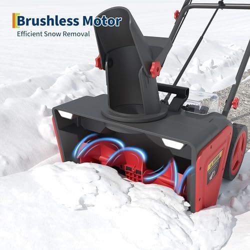 Cordless Snow Blower, Electric Self-Propelled Battery Snow Blower with 2X 20v Battery, Clears 20" Wide, 12" Deep Snow, 180° Rotating Chute, LED Lights for Winter Storm for Sidewalk and Driveways, Red