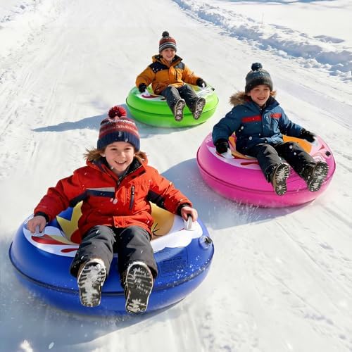 3-Pack Snow Tubes for Kids, 36" Inflatable Snow Sleds
