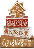 Moucuny 4 Pcs Gingerbread Christmas Decoration Wooden Tabletop Decor