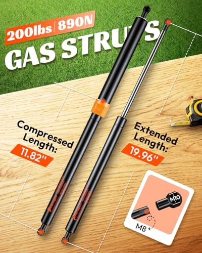 Gas Struts 20 inch with Safety Lock 200 Lbs 890N Shock for Lift lid, Food Truck Window, RV Bed Lift Kit, DIY Heavy Duty Cabinet Lid, Boat/Floor/Hatch Travel Traile Door (200-280 lbs)