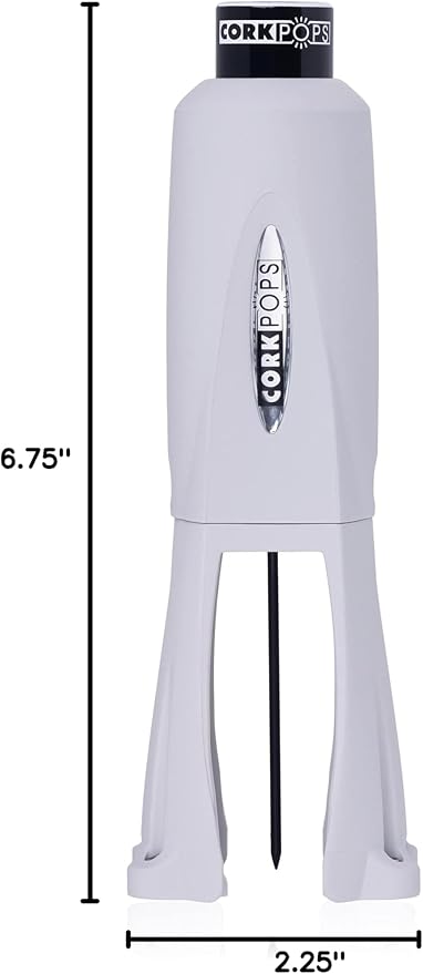 Cork Pops Legacy Wine Opener Built-in 4-Blade Foil Cutter Safe Cork Removal, Effortless Push Button Use, Needle Guard for Safety, Low-Pressure Cartridge Opens Up To 60 (Gray, With 1 Cartridge)