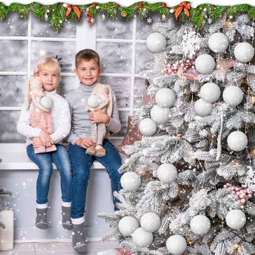 Lyrow 24 Pcs 4" Christmas Ball, White