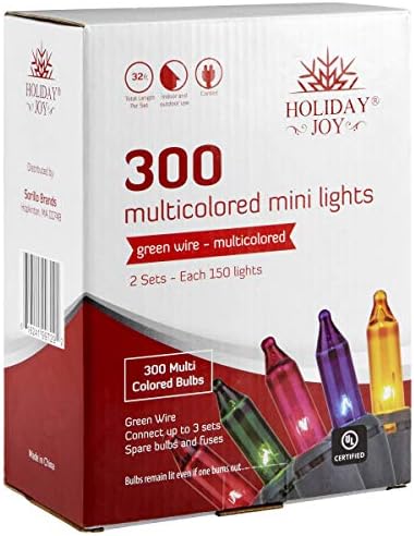 Holiday Joy Multicolor Christmas Lights - 300 Count Mini Bulbs 64 Ft