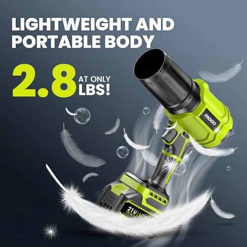 990,000 RPM Cordless Leaf Blower with 2 Batteries & Charger - Electric Handheld Blower, Lightweight, Double Run Time for Lawn, Yard, Patio, Garden Cleaning Green 1