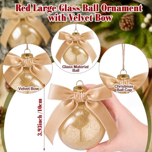 Halloscume 6 Pcs 4 Inch Vintage Christmas Glass Ornament Mercury Glass Ball